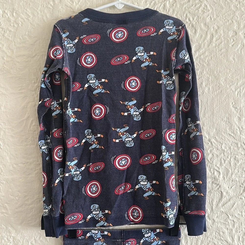 Hanna Andersson x Marvel MCU Captain America Cartoon Long John Pajamas Blue 8